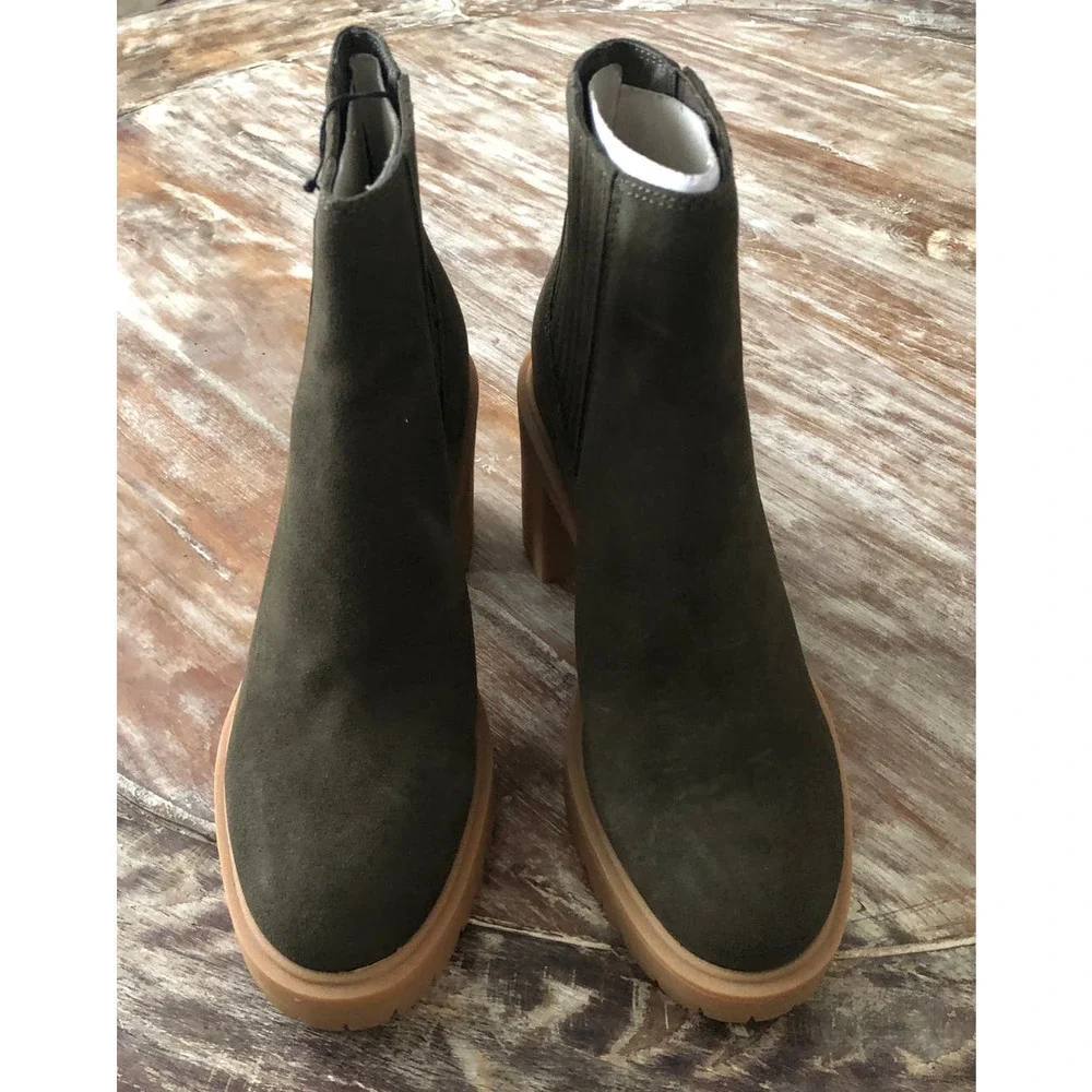 Dolce Vita Caster H20 Bootie Lug Sole Waterproof Leather Olive Green NEW…